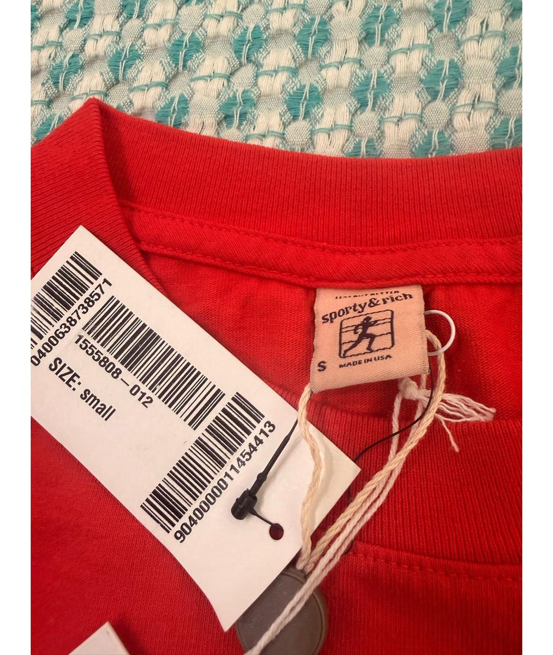 SPORTY AND RICH Красная хлопковая футболка, фото 3