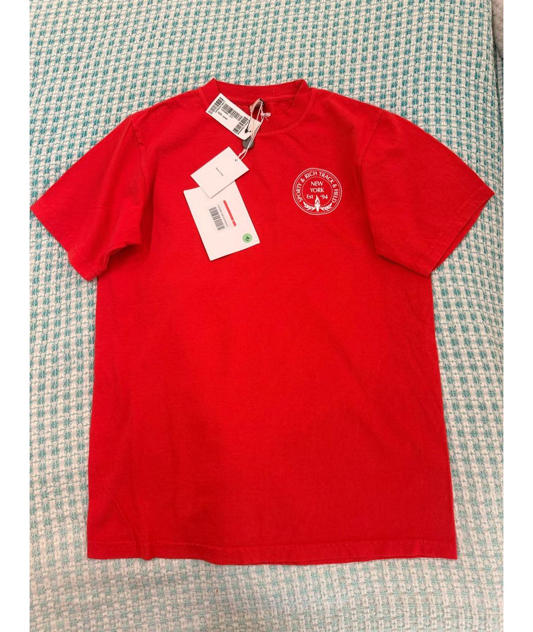SPORTY AND RICH Красная хлопковая футболка, фото 2