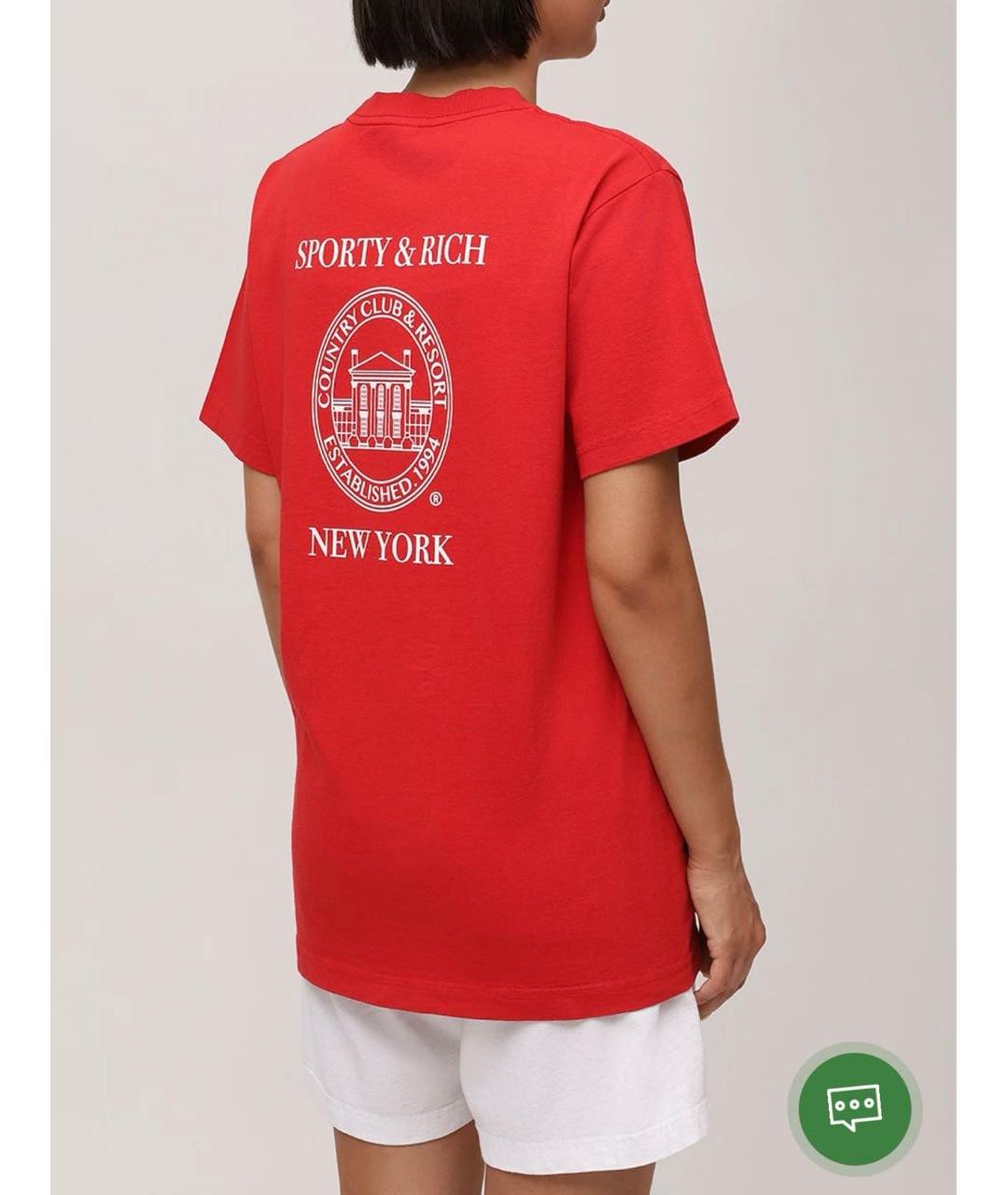 SPORTY AND RICH Красная хлопковая футболка, фото 8