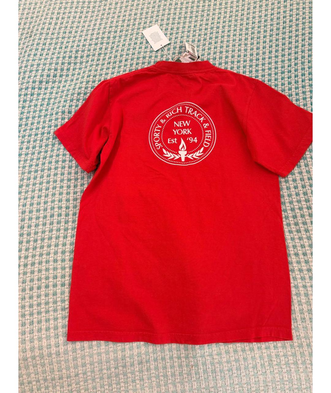 SPORTY AND RICH Красная хлопковая футболка, фото 5