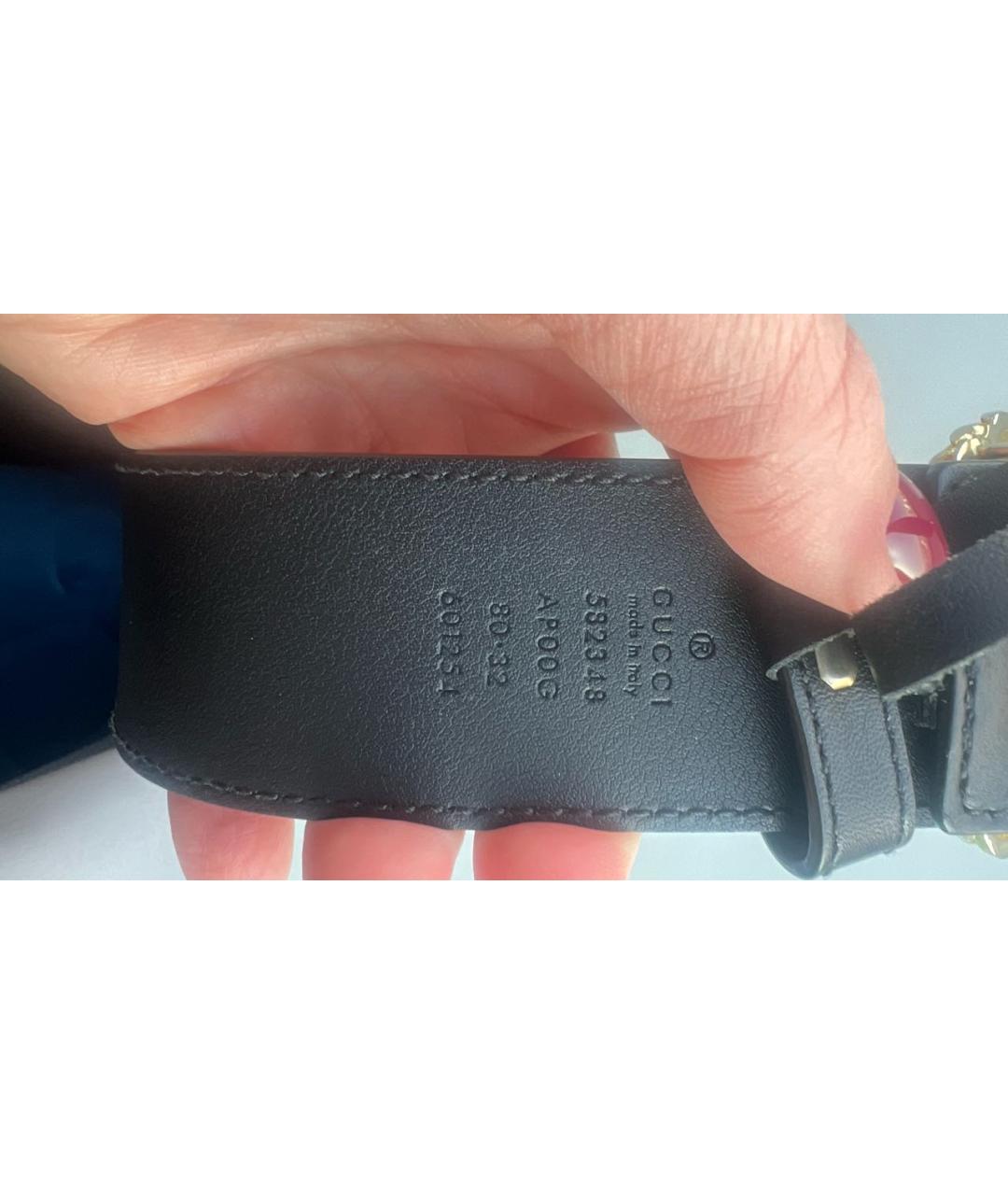 GUCCI Черный кожаный ремень, фото 3