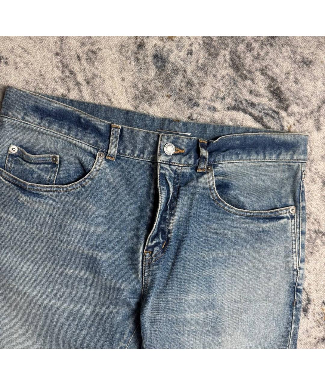 SAINT LAURENT Голубые хлопковые прямые джинсы, фото 3