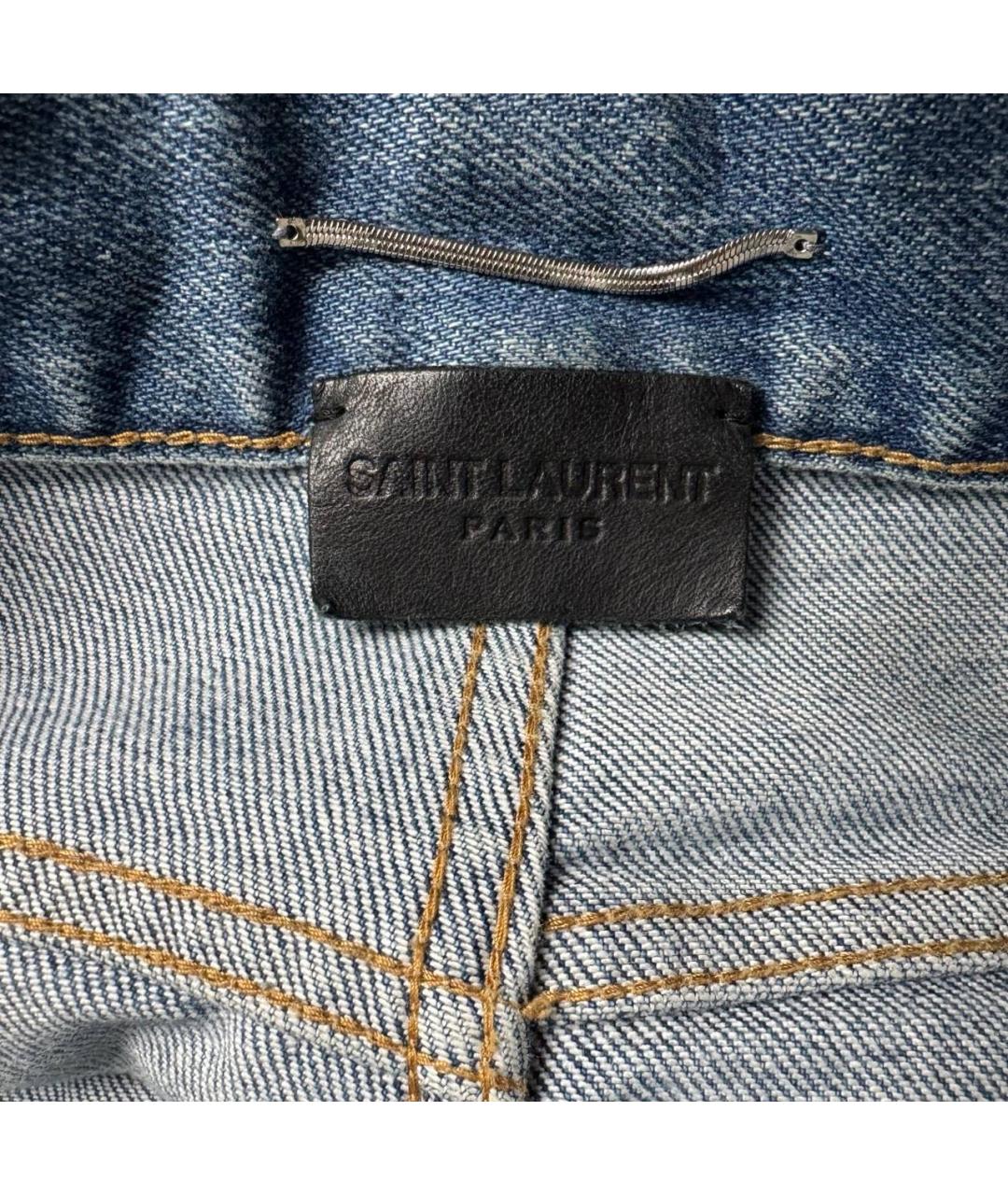 SAINT LAURENT Голубые хлопковые прямые джинсы, фото 4