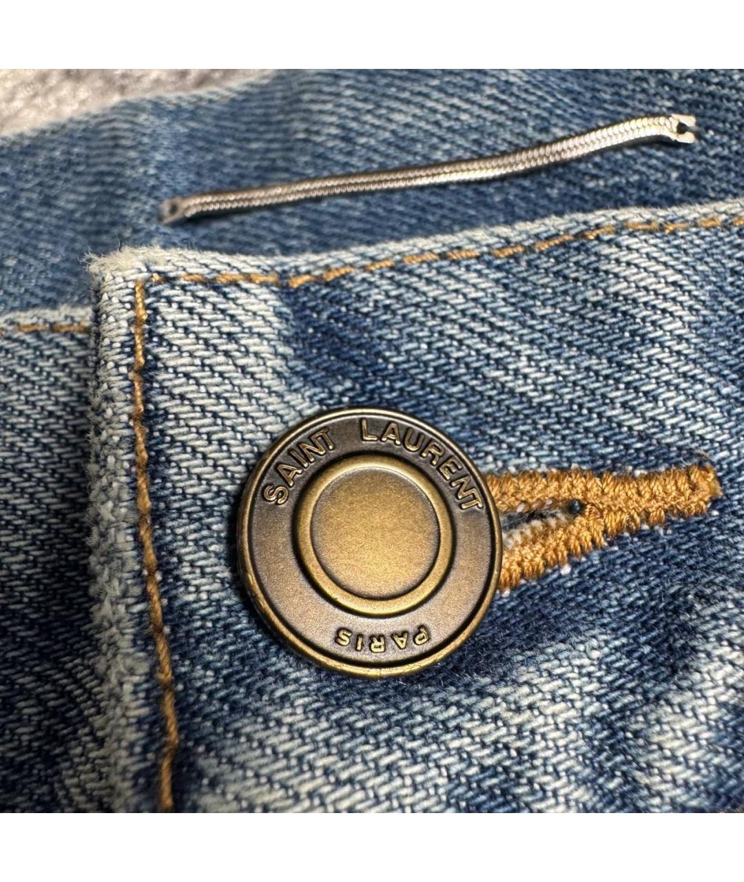 SAINT LAURENT Голубые хлопковые прямые джинсы, фото 5