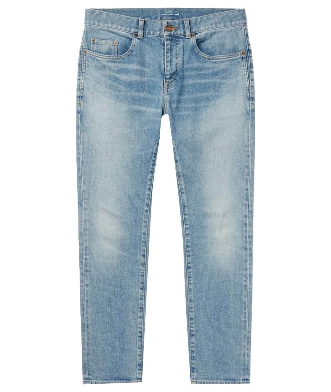 SAINT LAURENT Голубые хлопковые прямые джинсы, фото 1