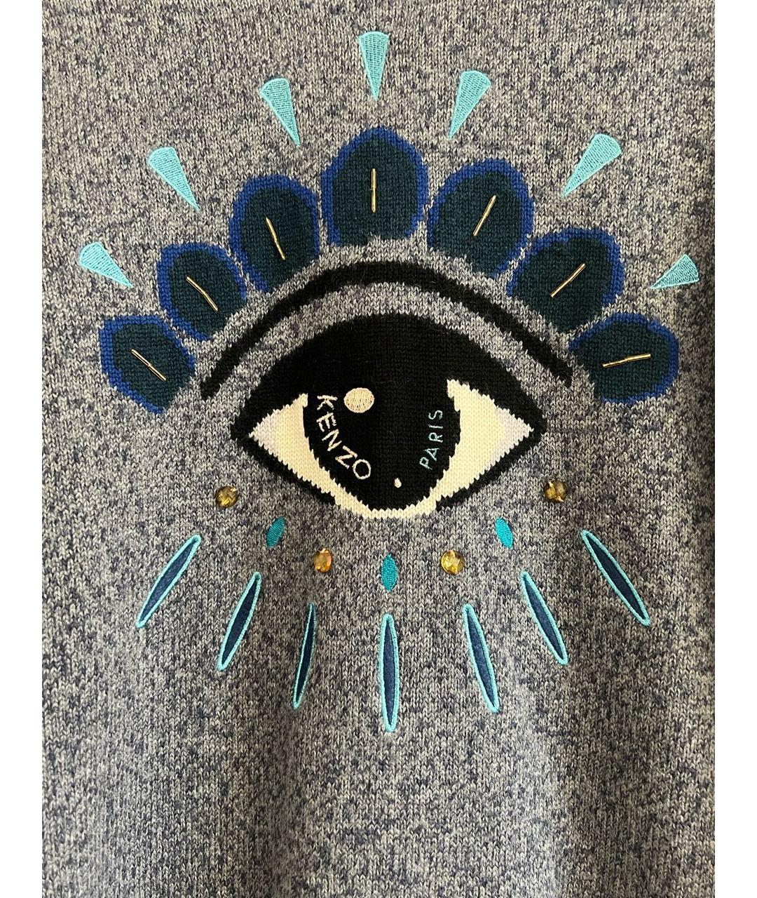 KENZO Серый шерстяной джемпер / свитер, фото 4