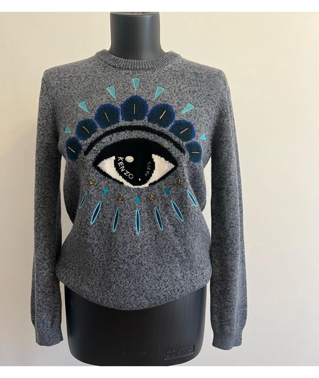 KENZO Серый шерстяной джемпер / свитер, фото 6