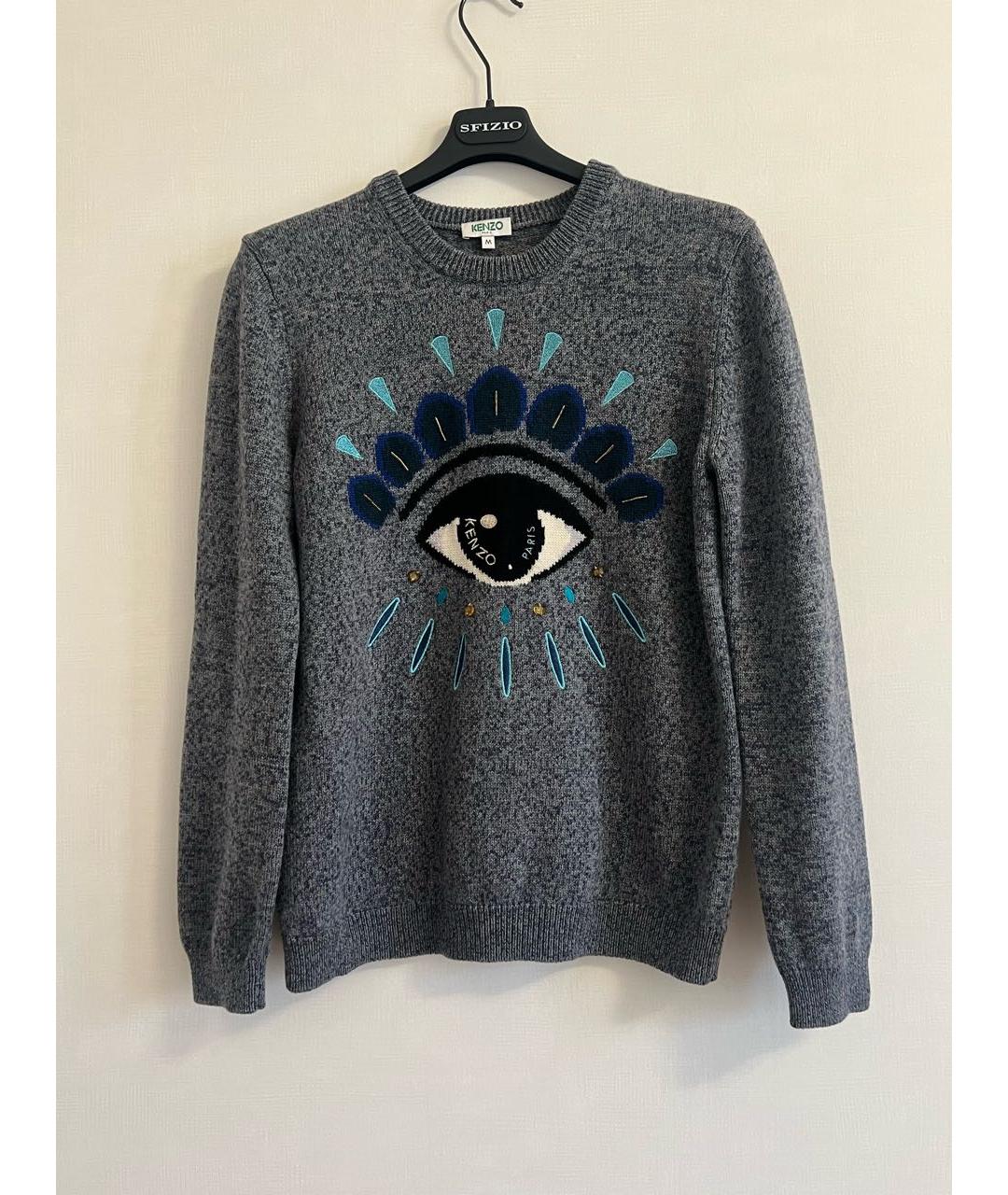 KENZO Серый шерстяной джемпер / свитер, фото 2