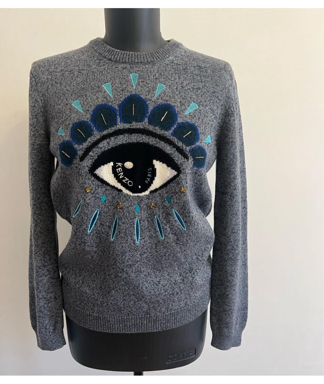 KENZO Серый шерстяной джемпер / свитер, фото 5