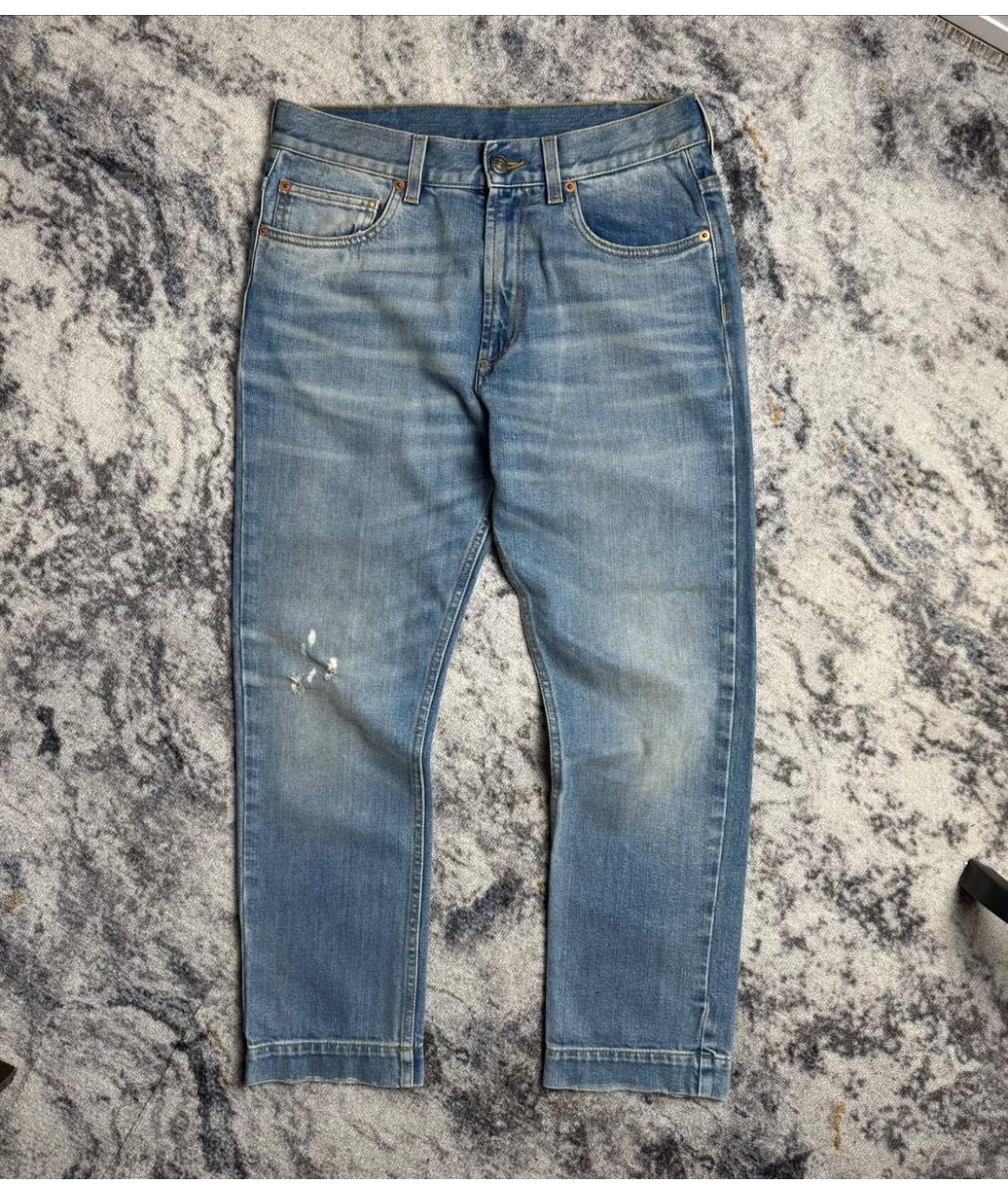 GUCCI Голубые хлопковые джинсы, фото 2