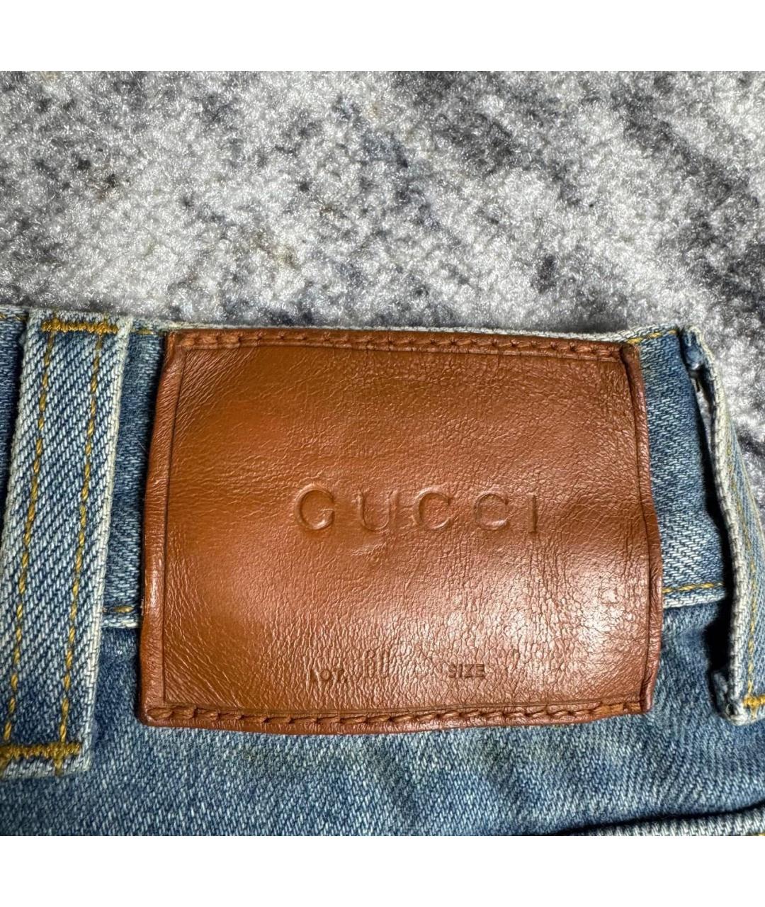 GUCCI Голубые хлопковые джинсы, фото 4