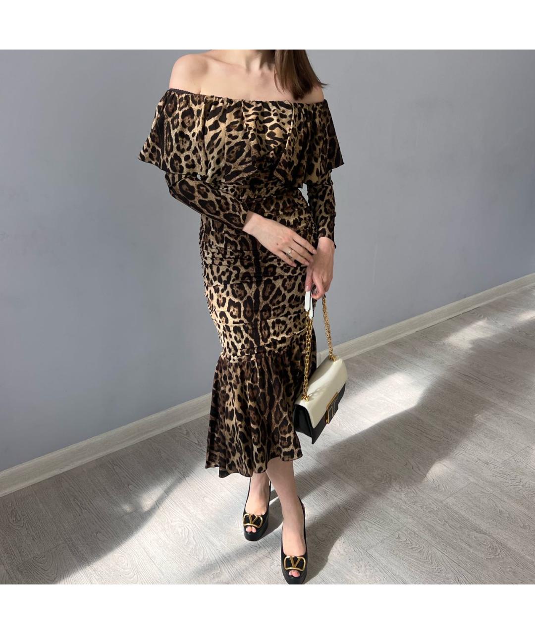 DOLCE&GABBANA Коричневое шелковое вечернее платье, фото 2