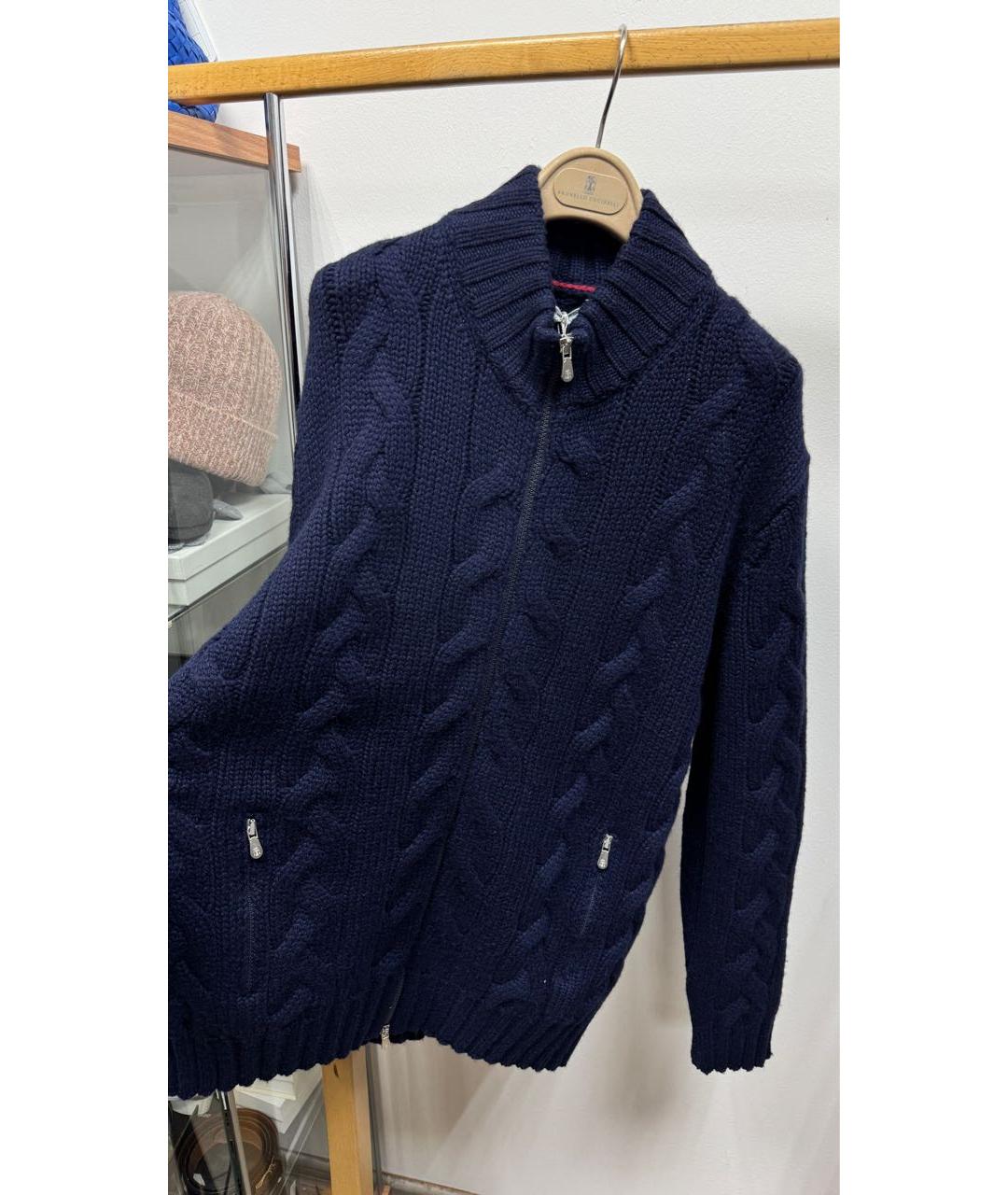 BRUNELLO CUCINELLI Темно-синий кашемировый кардиган, фото 2