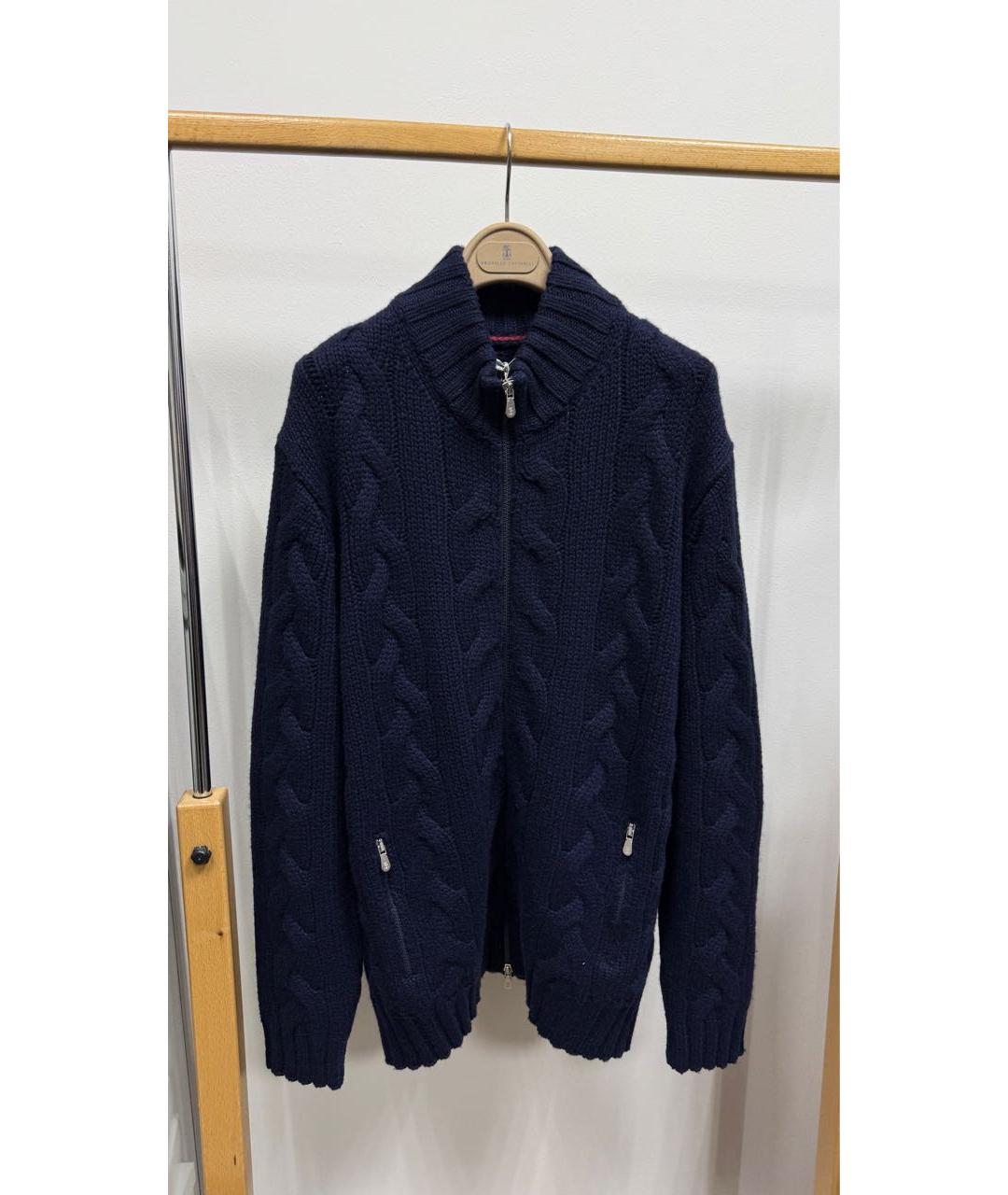 BRUNELLO CUCINELLI Темно-синий кашемировый кардиган, фото 4