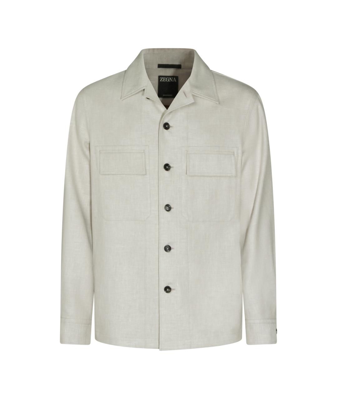 ZEGNA Бежевый шерстяной пиджак, фото 9