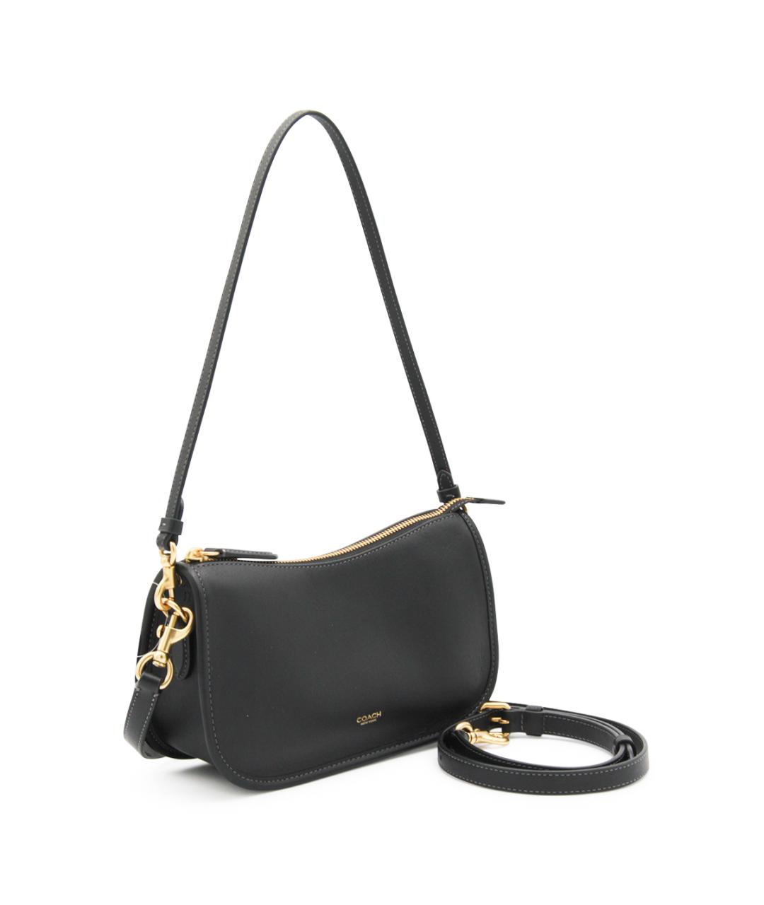COACH Черная кожаная сумка через плечо, фото 2