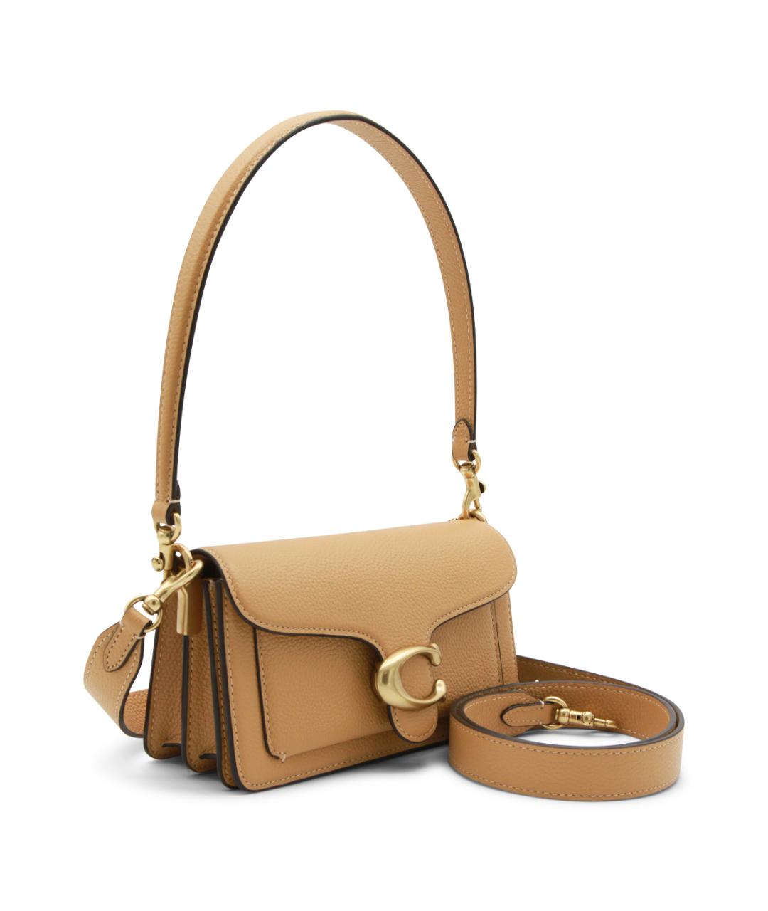 COACH Бежевая кожаная сумка через плечо, фото 2
