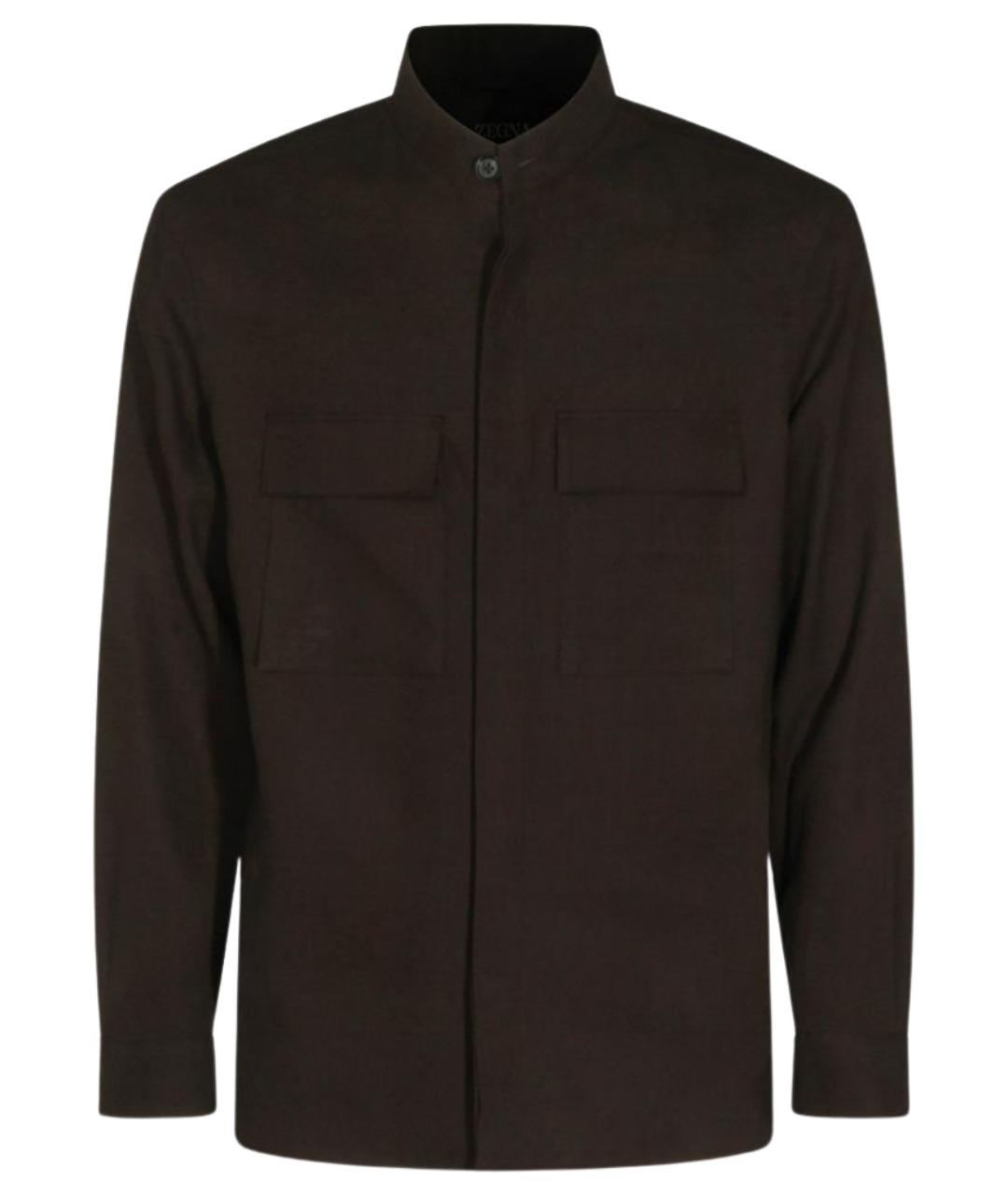 ZEGNA Коричневая льняная кэжуал рубашка, фото 1