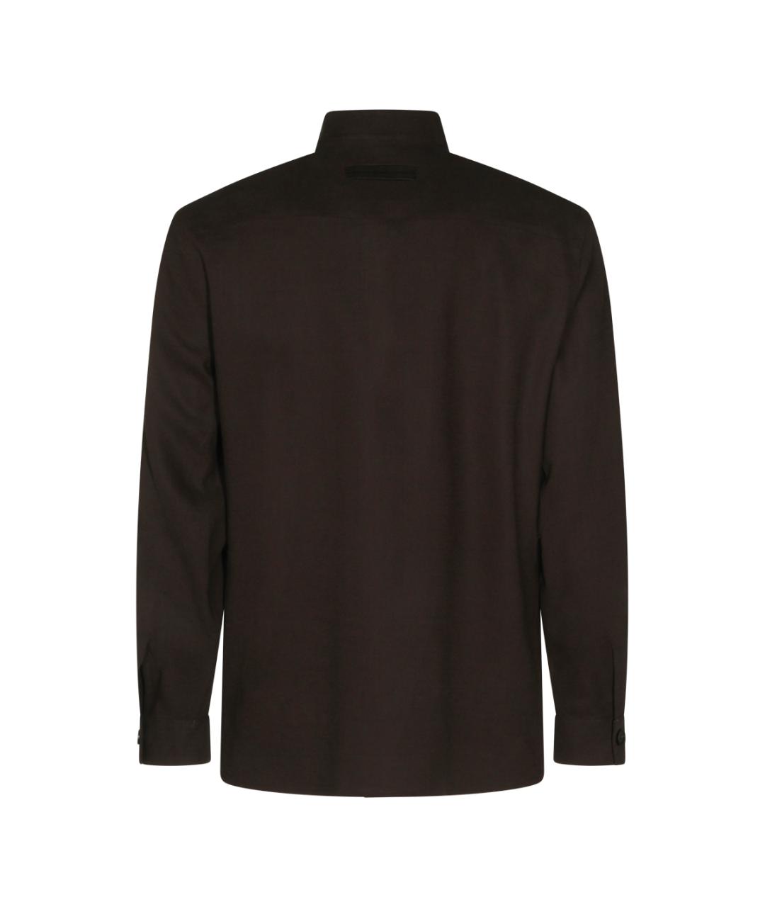 ZEGNA Коричневая льняная кэжуал рубашка, фото 3