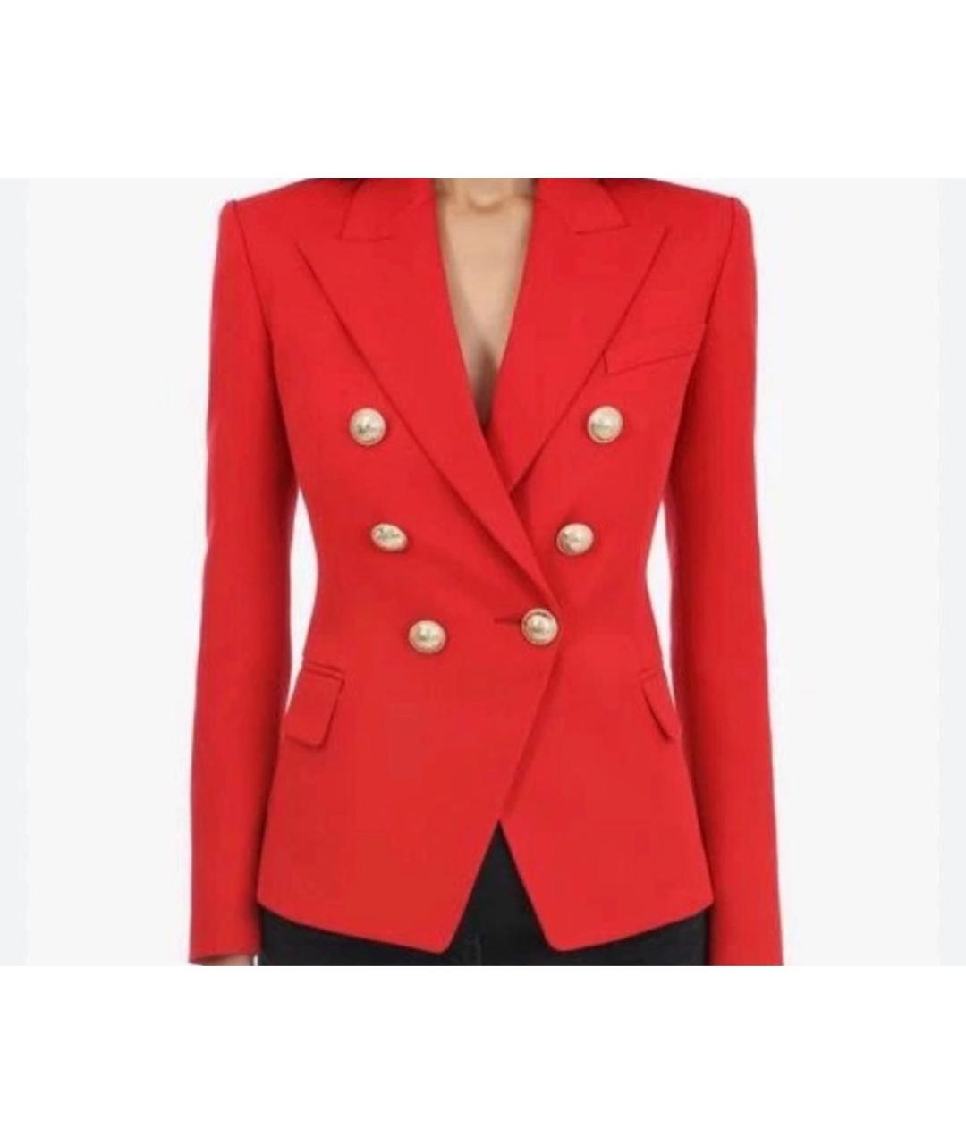 BALMAIN Красный шерстяной жакет/пиджак, фото 3