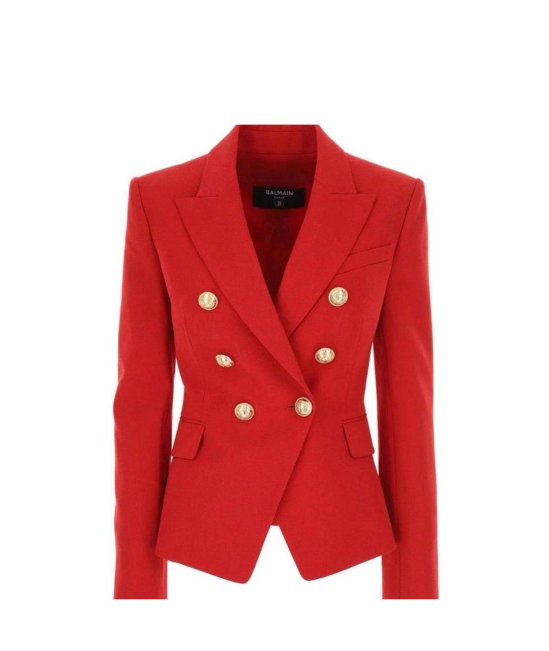 BALMAIN Красный шерстяной жакет/пиджак, фото 5