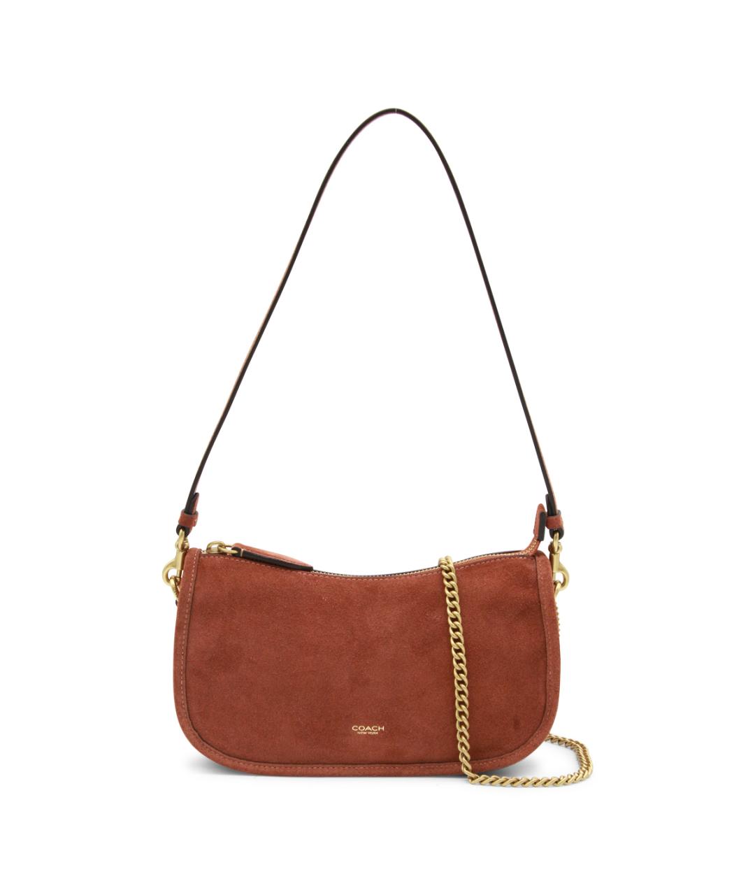 COACH Коричневая замшевая сумка через плечо, фото 1