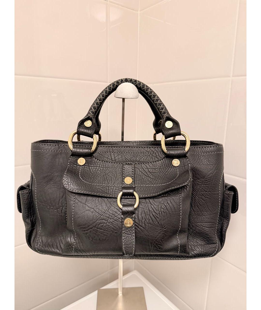 CELINE Черная кожаная сумка с короткими ручками, фото 8