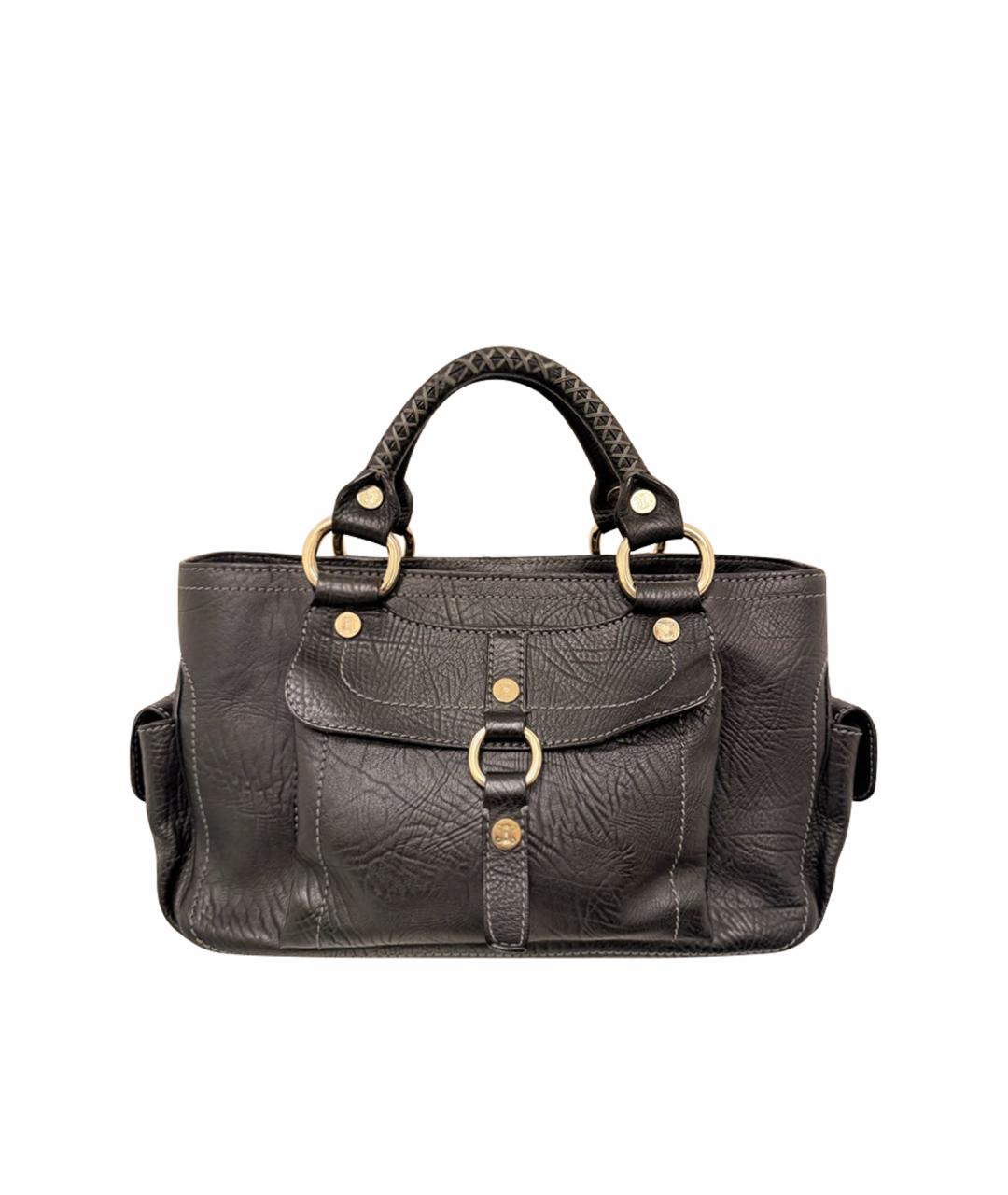 CELINE Черная кожаная сумка с короткими ручками, фото 1