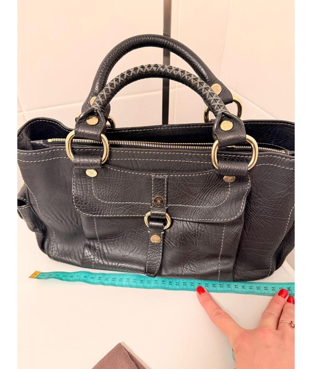 CELINE Черная кожаная сумка с короткими ручками, фото 6