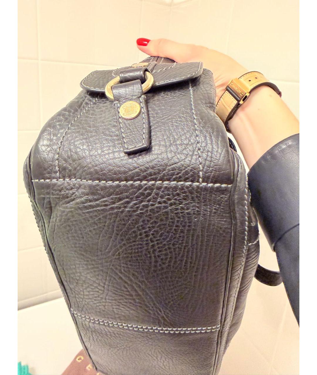 CELINE Черная кожаная сумка с короткими ручками, фото 4