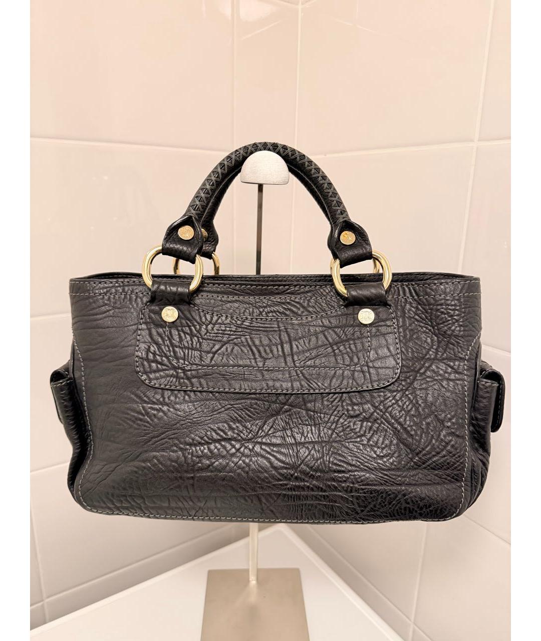 CELINE Черная кожаная сумка с короткими ручками, фото 2