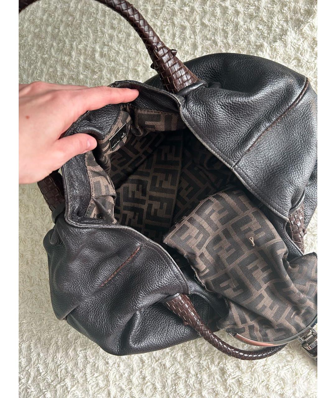 FENDI Коричневая кожаная сумка тоут, фото 4