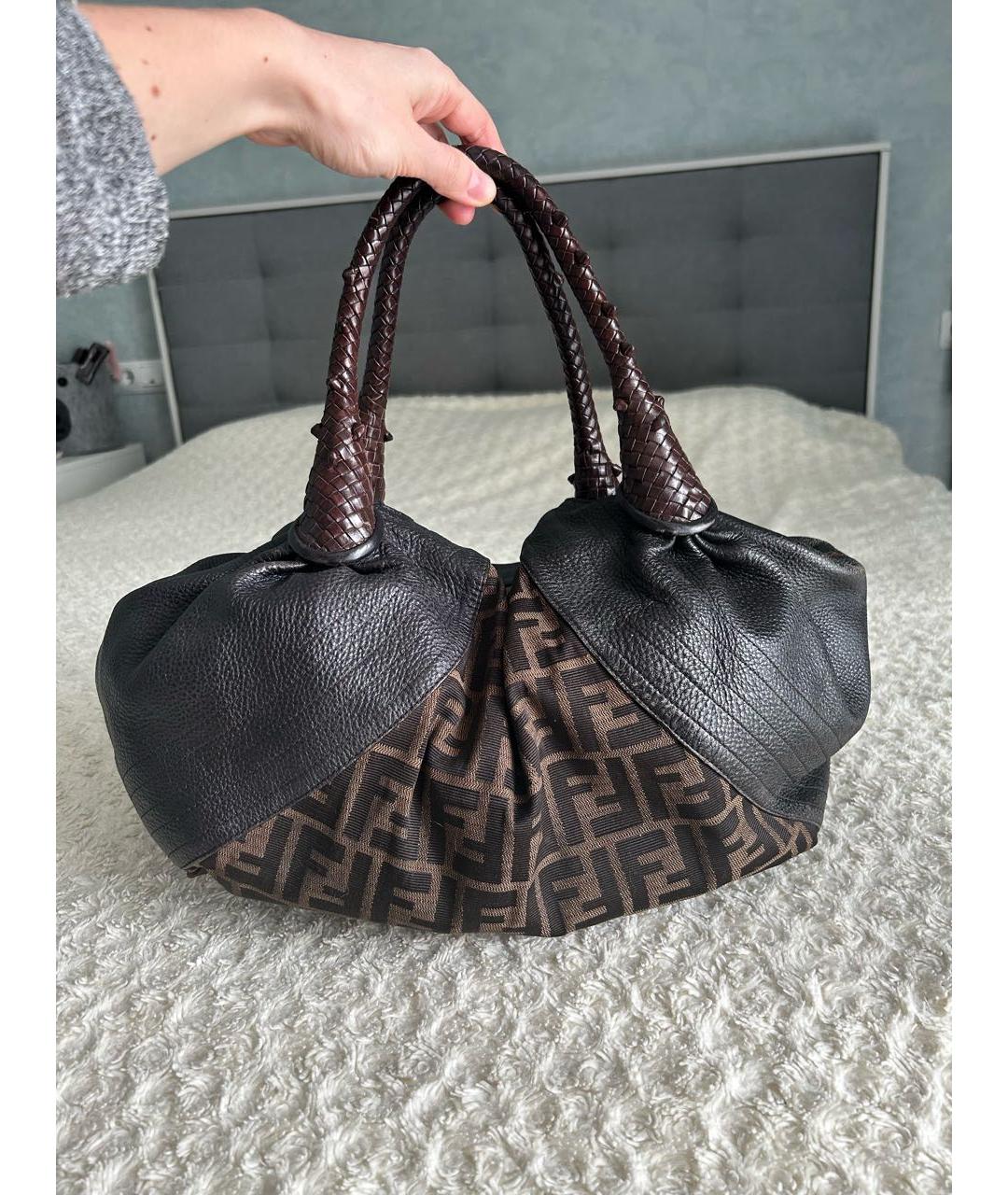 FENDI Коричневая кожаная сумка тоут, фото 3