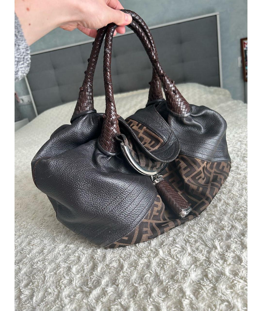 FENDI Коричневая кожаная сумка тоут, фото 2