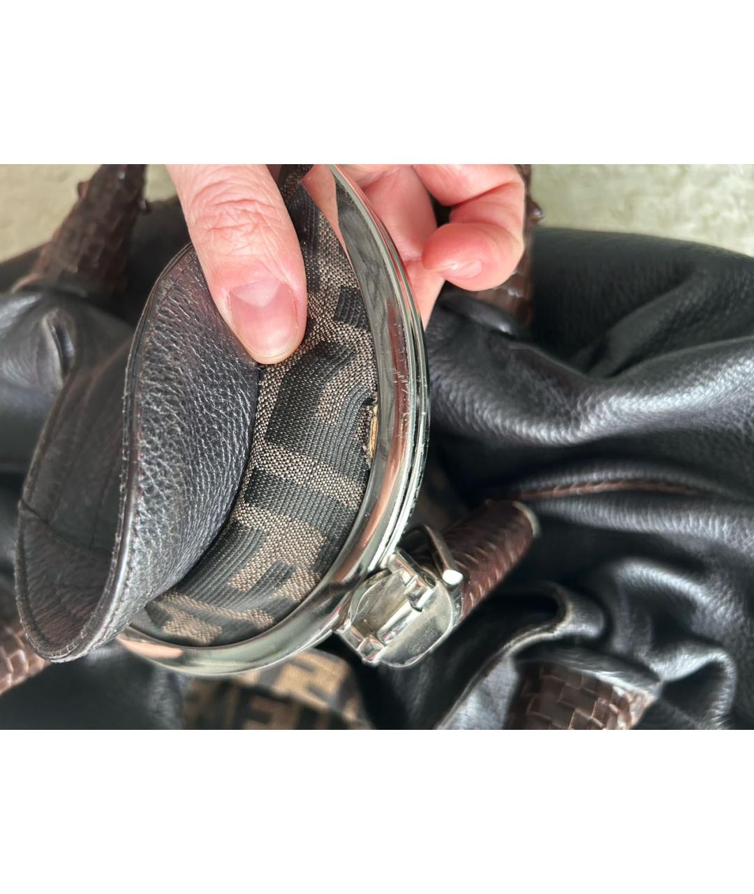 FENDI Коричневая кожаная сумка тоут, фото 6