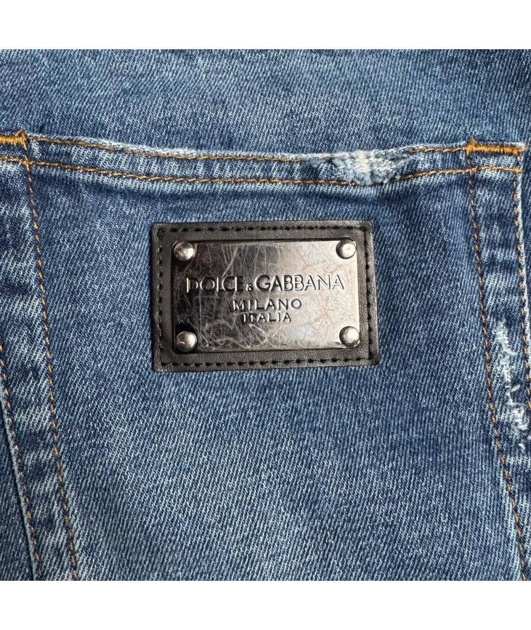 DOLCE&GABBANA Синие хлопковые джинсы, фото 4