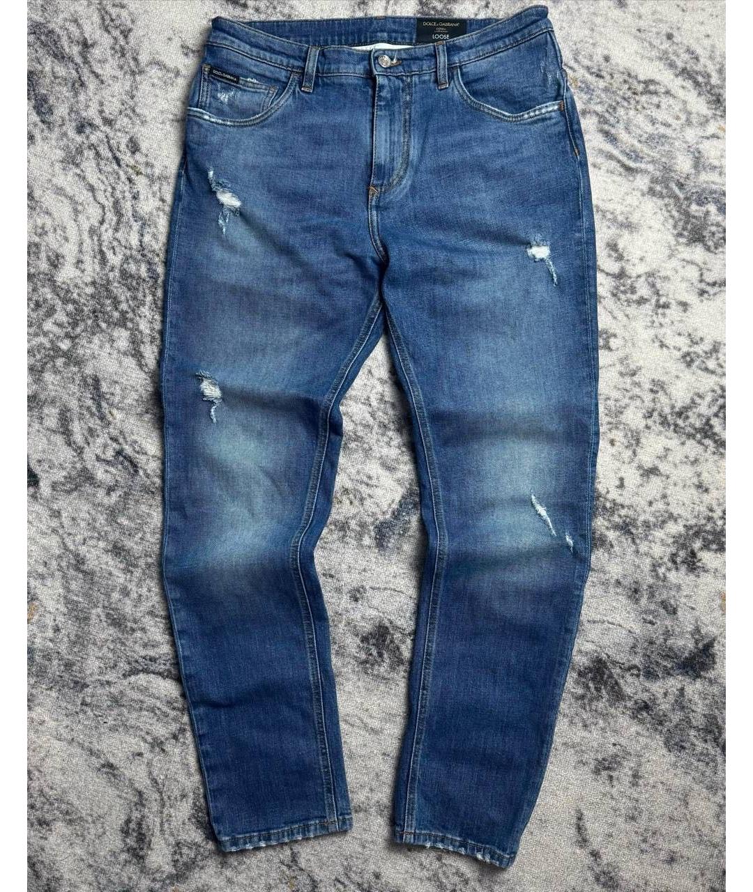 DOLCE&GABBANA Синие хлопковые джинсы, фото 5