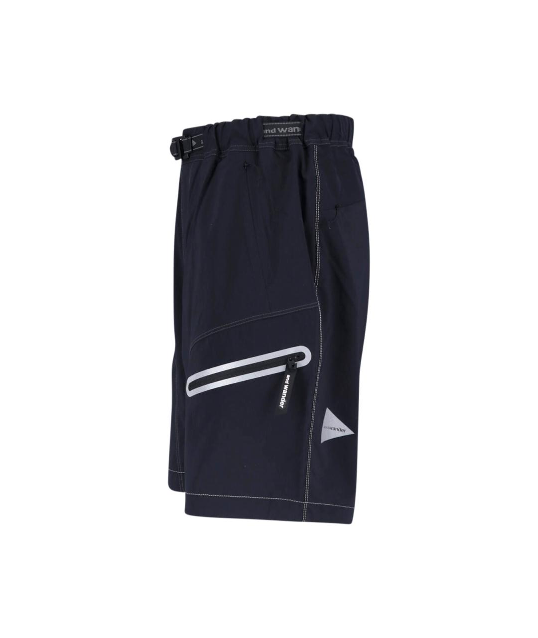 AND WANDER Черные полиамидовые шорты, фото 3