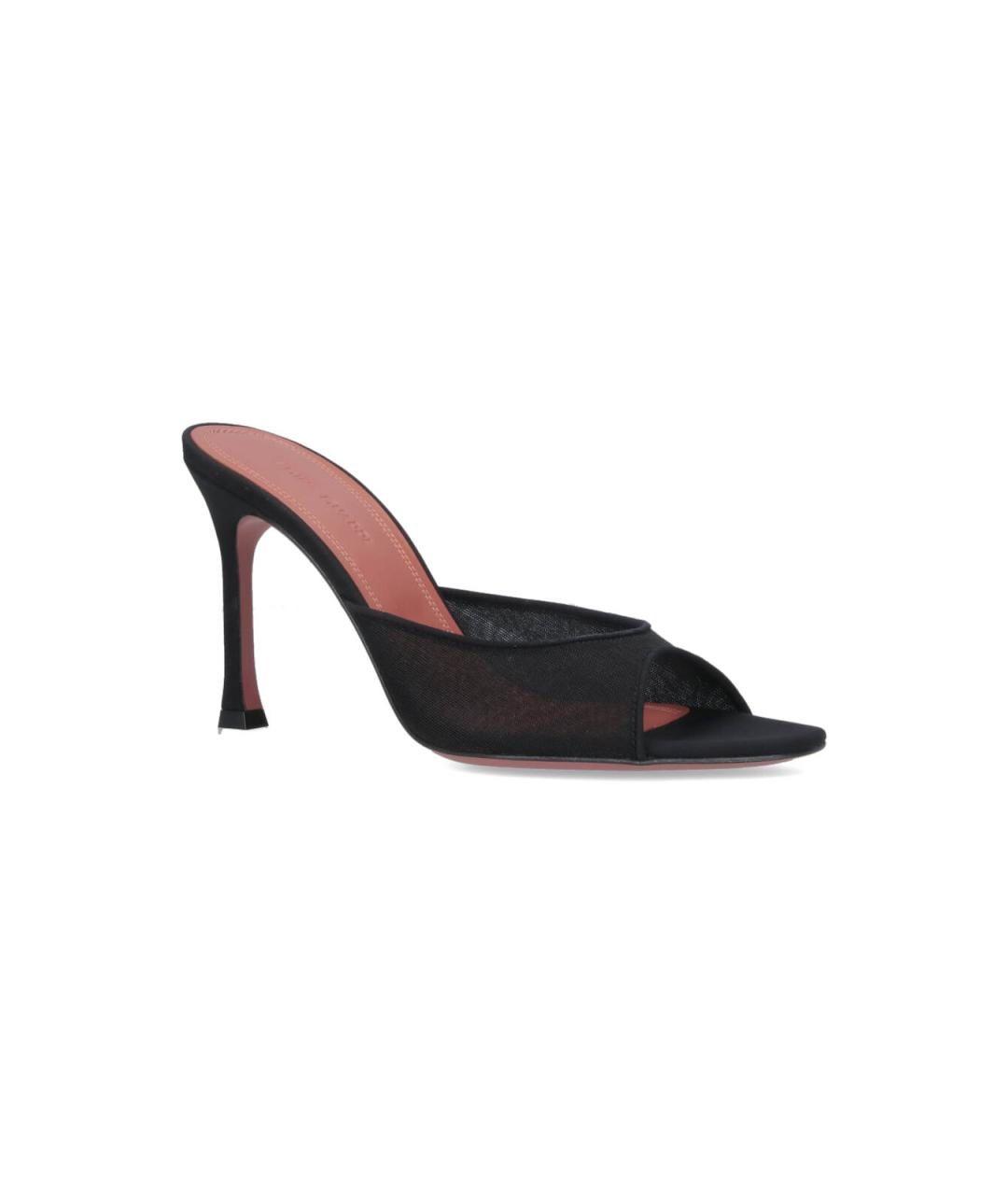 Amina Muaddi Черные кожаные мюли, фото 2