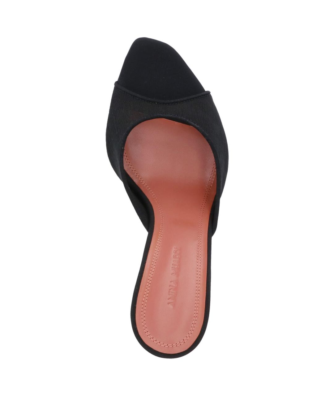Amina Muaddi Черные кожаные мюли, фото 5