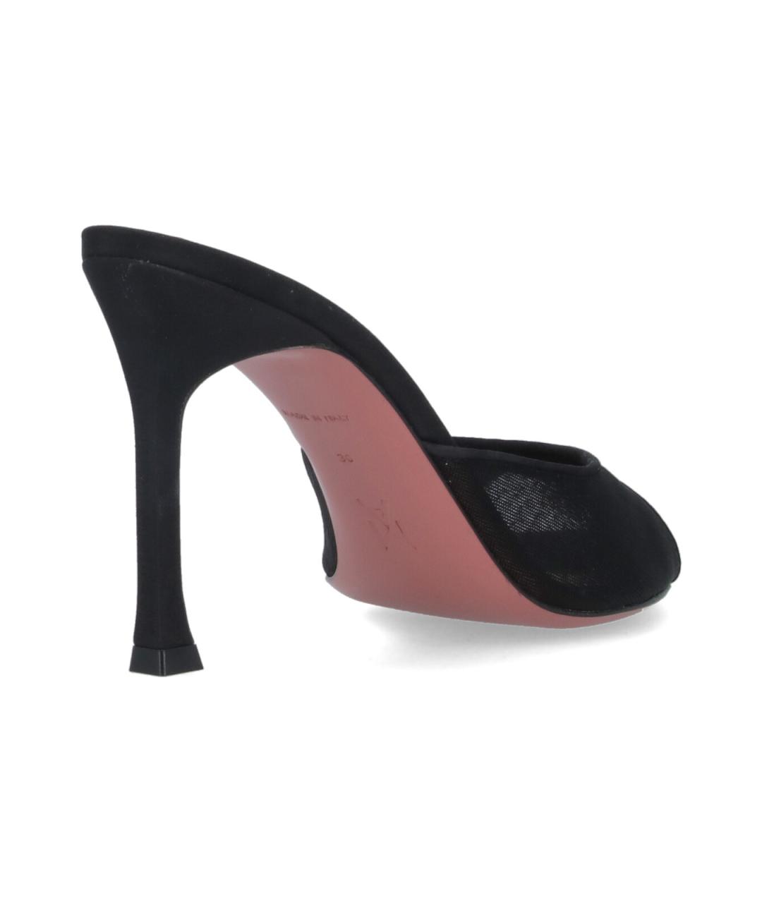 Amina Muaddi Черные кожаные мюли, фото 4