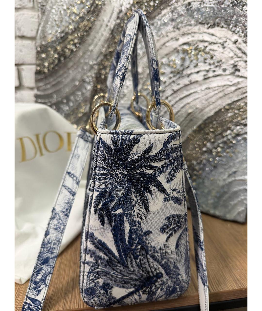 CHRISTIAN DIOR Голубая кожаная сумка с короткими ручками, фото 7