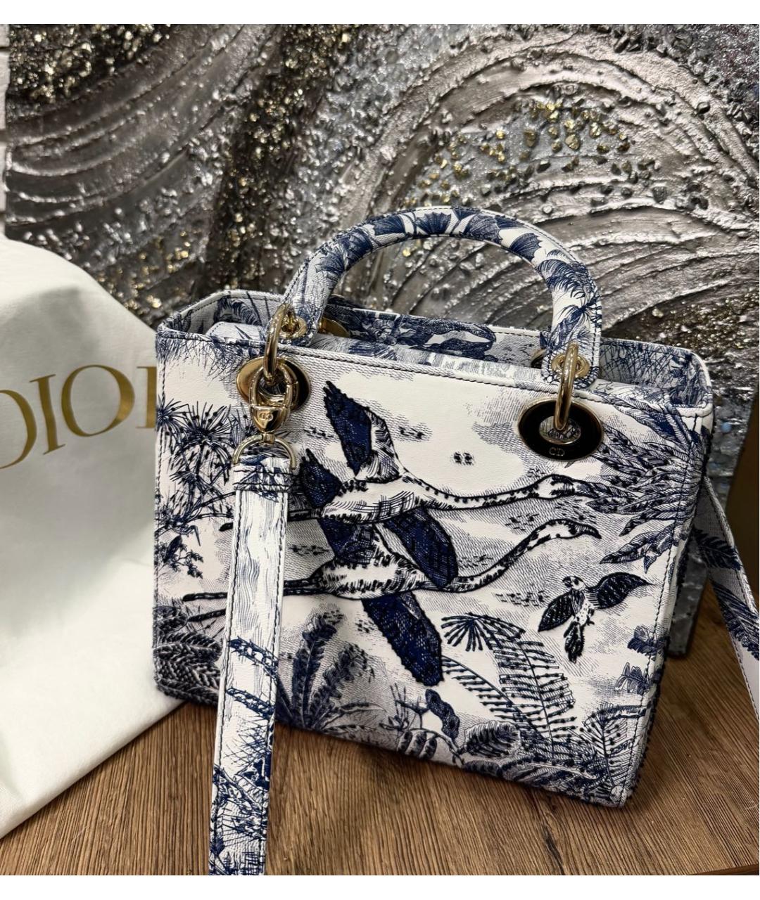 CHRISTIAN DIOR Голубая кожаная сумка с короткими ручками, фото 4