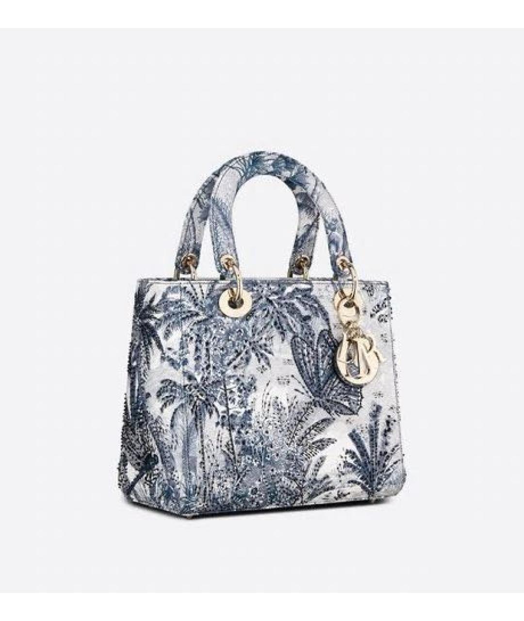 CHRISTIAN DIOR Голубая кожаная сумка с короткими ручками, фото 9