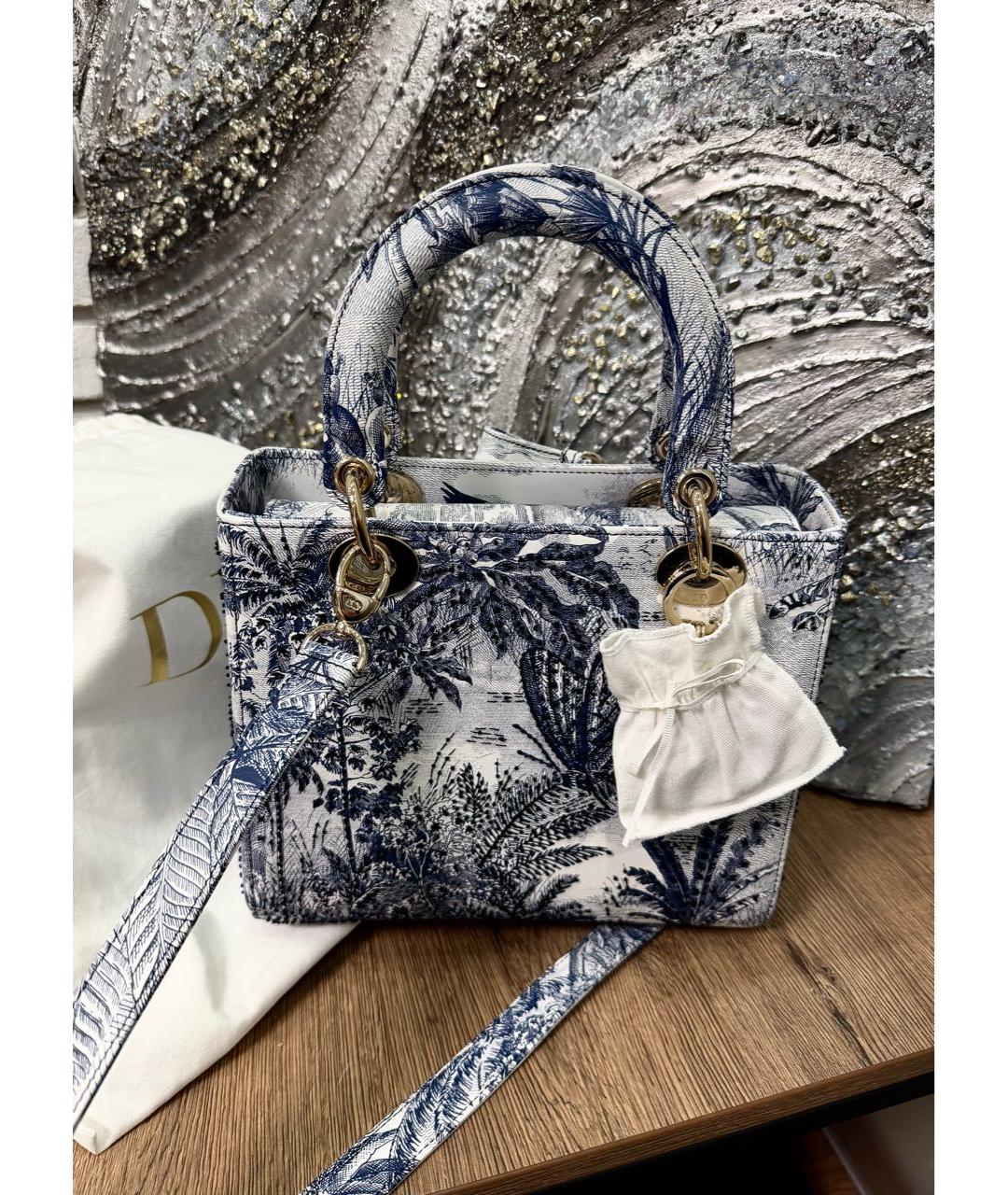 CHRISTIAN DIOR Голубая кожаная сумка с короткими ручками, фото 3