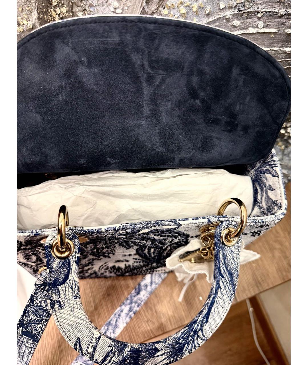 CHRISTIAN DIOR Голубая кожаная сумка с короткими ручками, фото 6