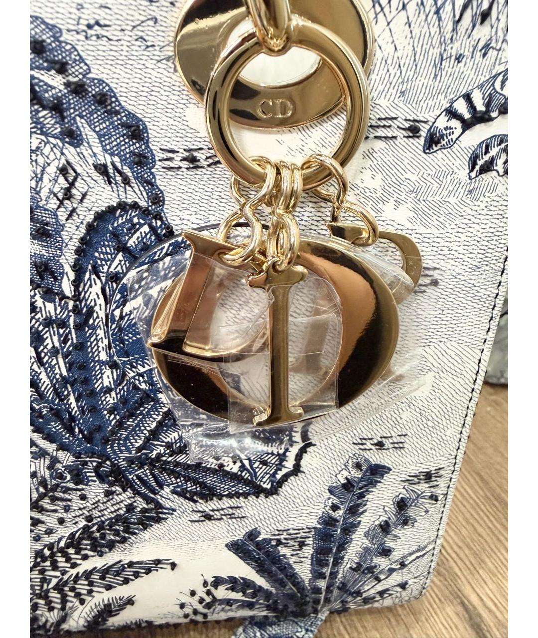 CHRISTIAN DIOR Голубая кожаная сумка с короткими ручками, фото 5