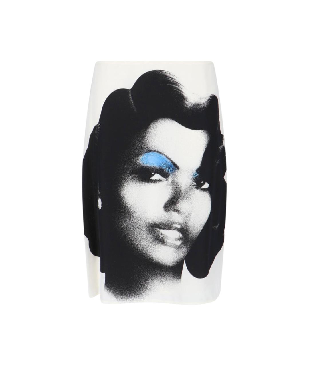 VERSACE Белая шелковая юбка миди, фото 1