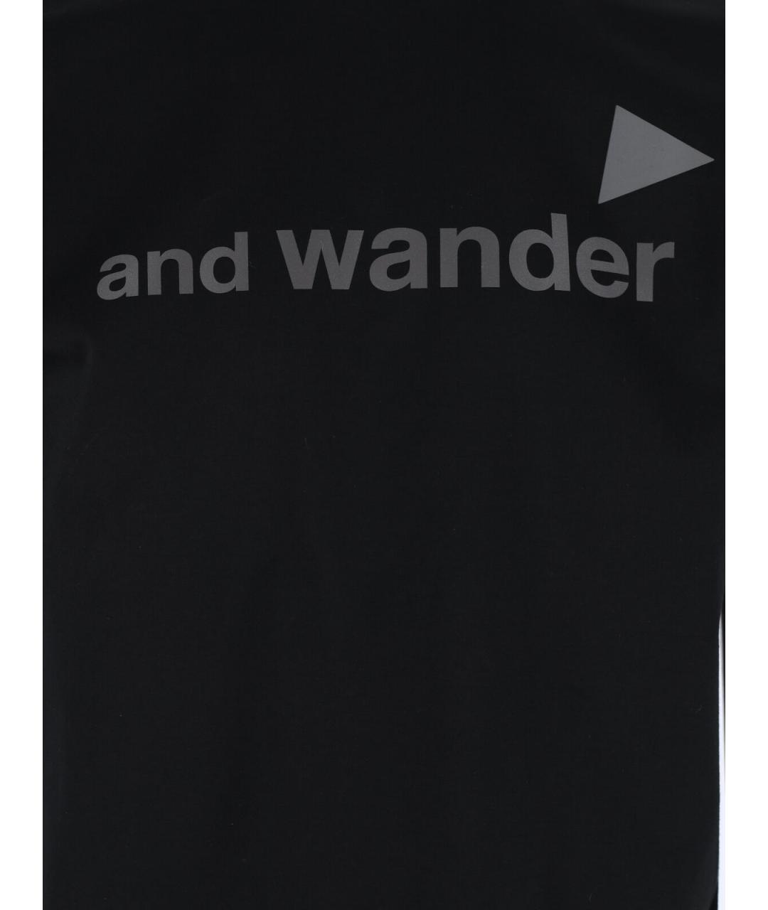 AND WANDER Черная хлопковая футболка, фото 3