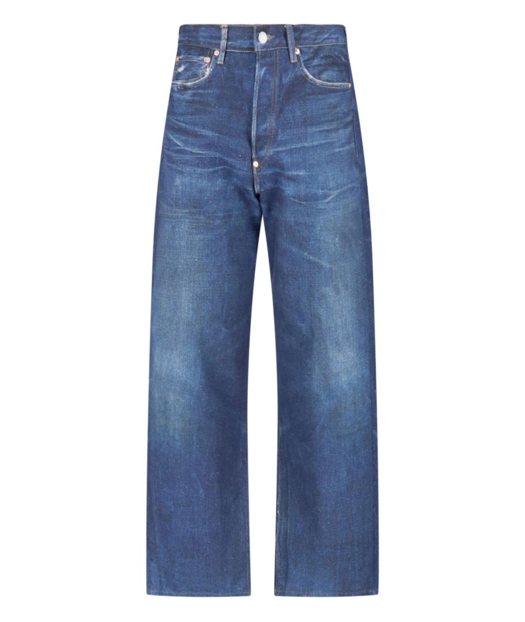 JUNYA WATANABE Синие хлопко-леновые прямые джинсы, фото 1